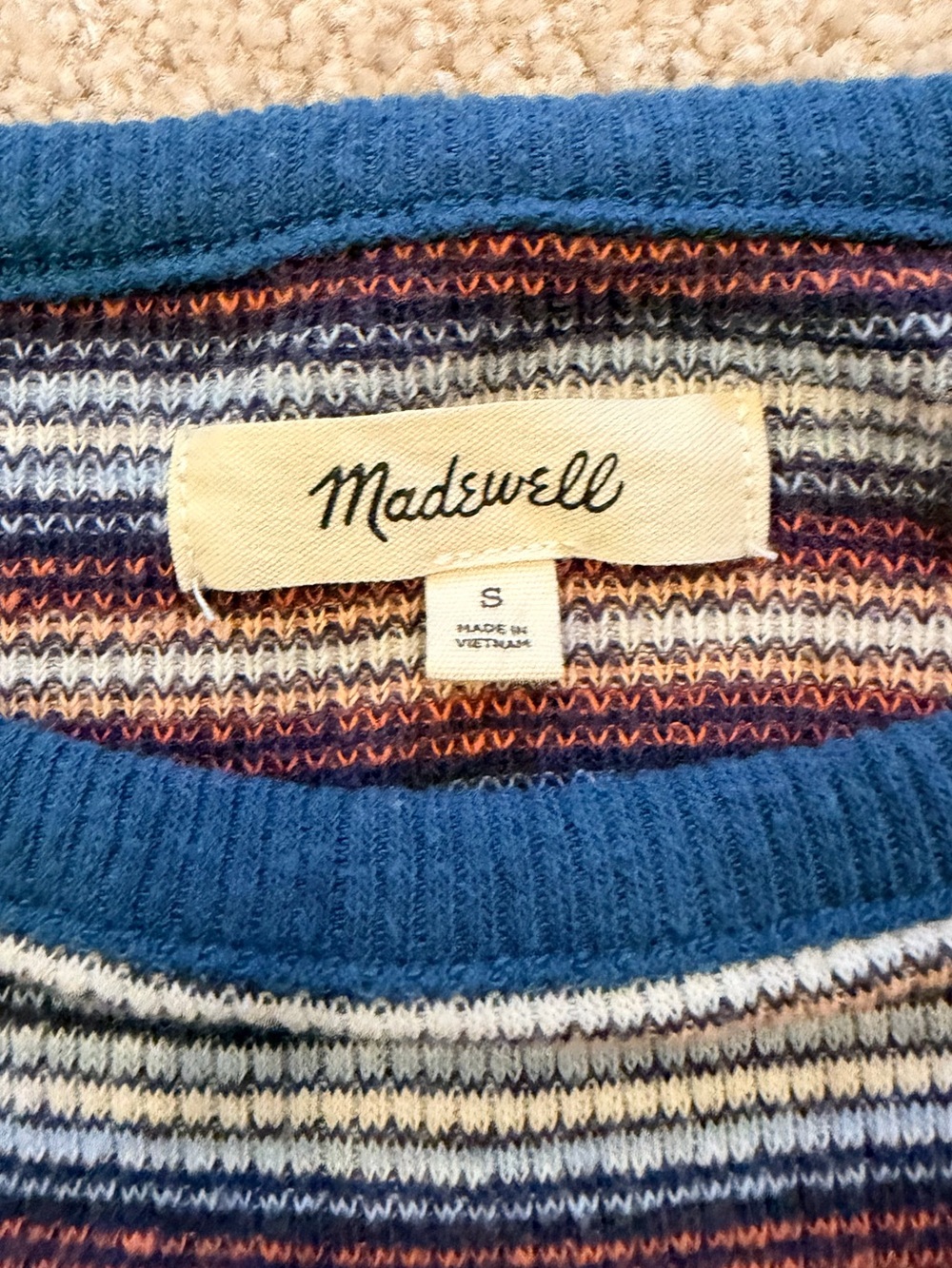 Madewell Multistripe Ribbed Tank in Blue, Brown, Cream - Picture 3 of 3